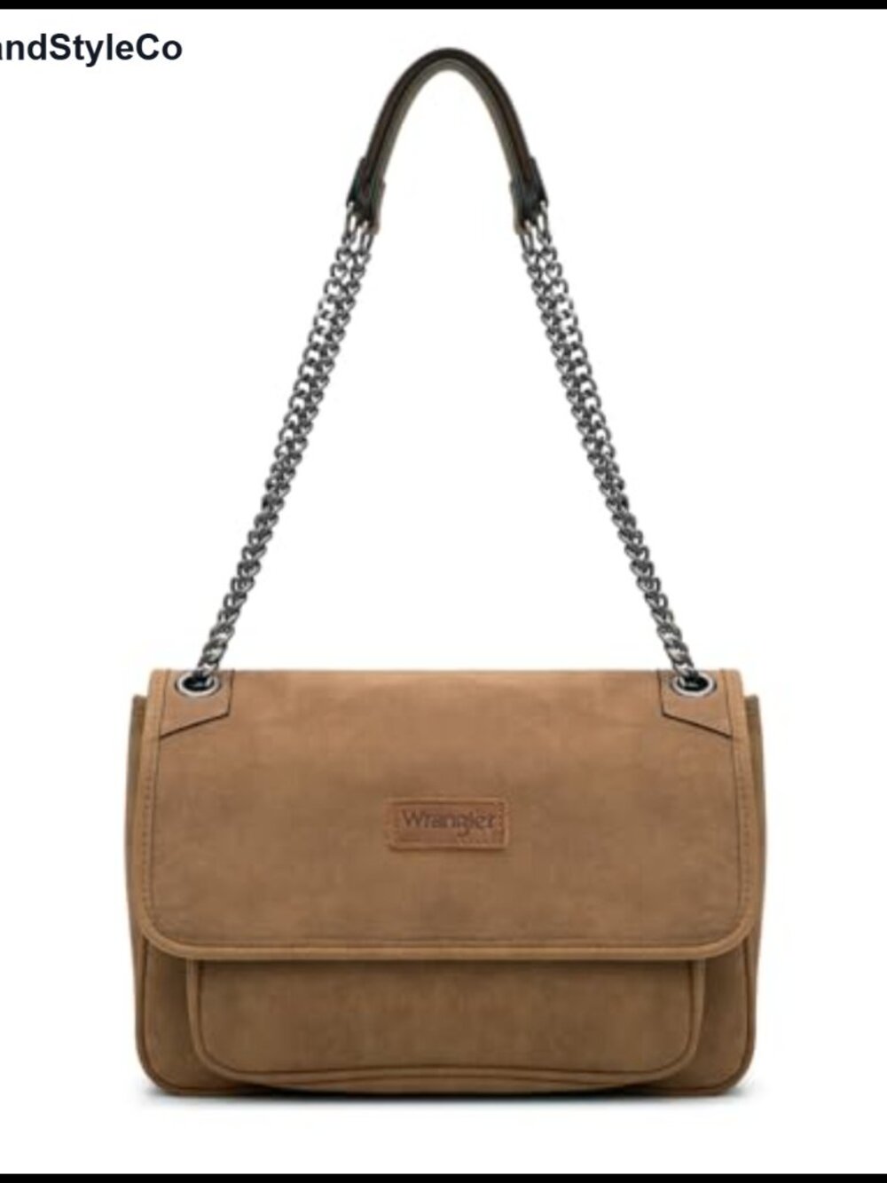 Wrangler Faux Suede Flap Shoulder Bag Chain Strap Crossbody Purse